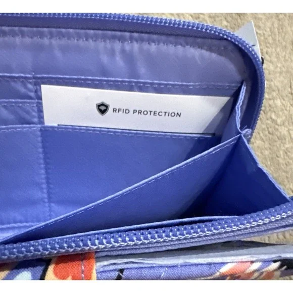 NWT Vera Bradley Iconic RFID Turnlock Wallet Mural Garden Purple Floral Womens - Picture 5 of 8